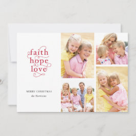 Tarjeta Festiva Faith Hope Love Collage de fotos Family Navidades