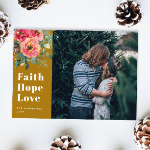 Tarjeta Festiva Faith Hope Love   Foto de Navidades de Mustard Bro