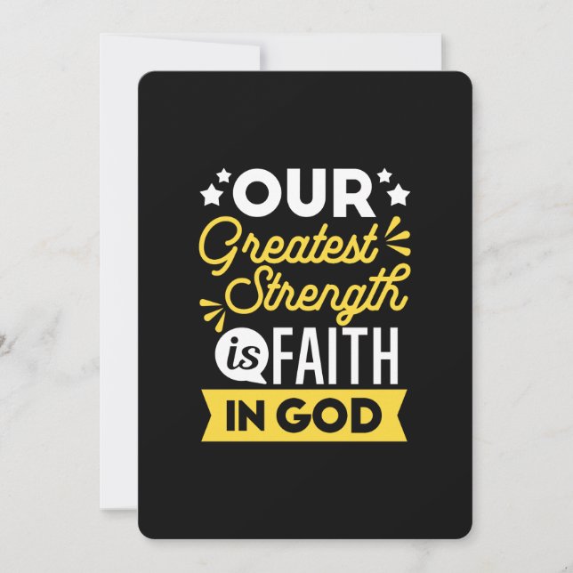 Tarjeta Festiva Faith in God – Our Greatest Strength Quote (Anverso)