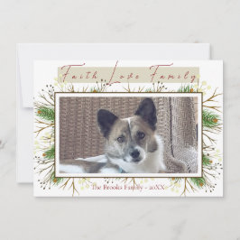 Tarjeta Festiva Faith Love Family Festive Pine Branch Navidades