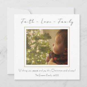 Tarjeta Festiva Faith Love Family Modern Minimal Photo Navidades