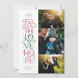 Tarjeta Festiva Faith Love Hope Multi Photo Holiday Card