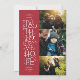 Tarjeta Festiva Faith Love Hope Multi Photo Holiday Card