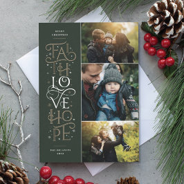 Tarjeta Festiva Faith Love Hope Multi Photo Holiday Card