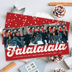 Tarjeta Festiva Falalalala Audaz Script Divertido Navidades Clásic
