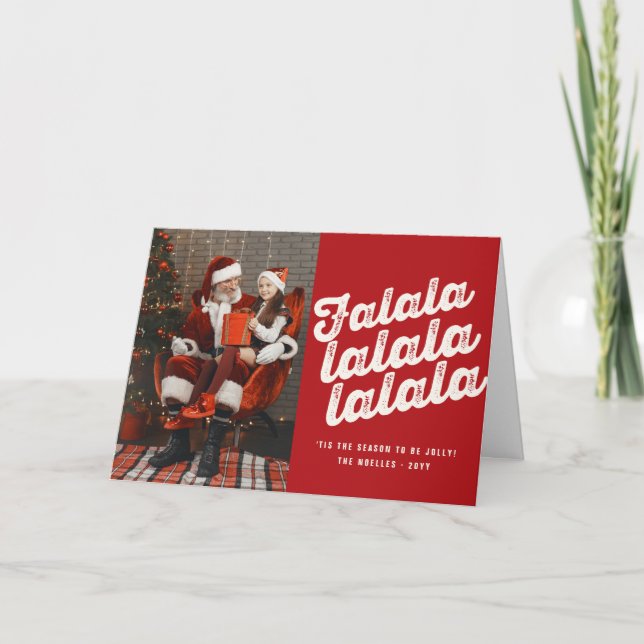 Tarjeta Festiva Falalalala Audaz Script Divertido Navidades Clásic (Anverso)