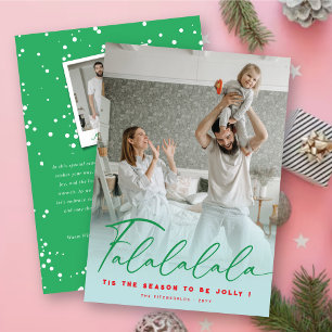 Tarjeta Festiva Falalalala Fun Script Aqua Navidades Foto moderna