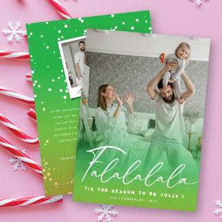 Tarjeta Festiva Falalalala Fun Script Green Navidades Foto Moderna