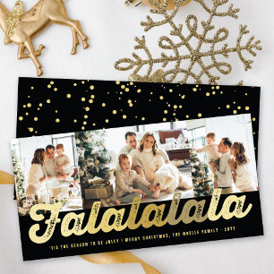 Tarjeta Festiva Falalalala Gold Ombre Script Navidades 3 Foto