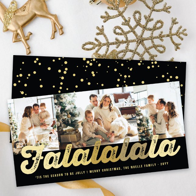 Tarjeta Festiva Falalalala Gold Ombre Script Navidades 3 Foto (Subido por el creador)