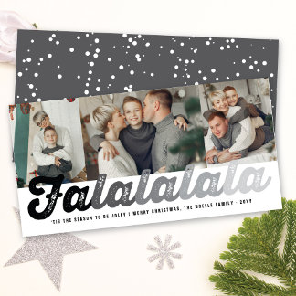 Tarjeta Festiva Falalalala Gray Ombre Script Fun Navidades 3 Foto