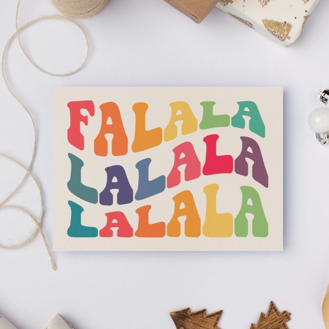 Tarjeta Festiva Falalalala Groovy Navidades coloridos y ondulados (Subido por el creador)