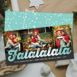 Tarjeta Festiva Falalalala Mint Ombre Script Fun Navidades 3 Foto