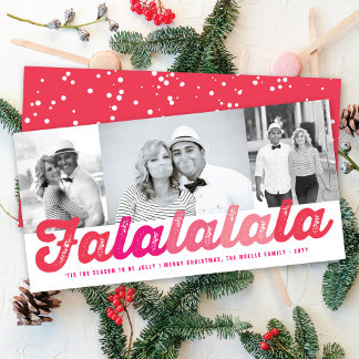 Tarjeta Festiva Falalalala Navidades divertidos de escritura rosa