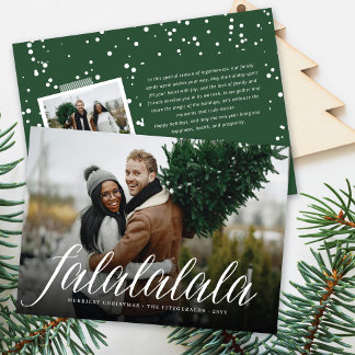 Tarjeta Festiva Falalalala Simple Guión Blanco Divertido Foto mode