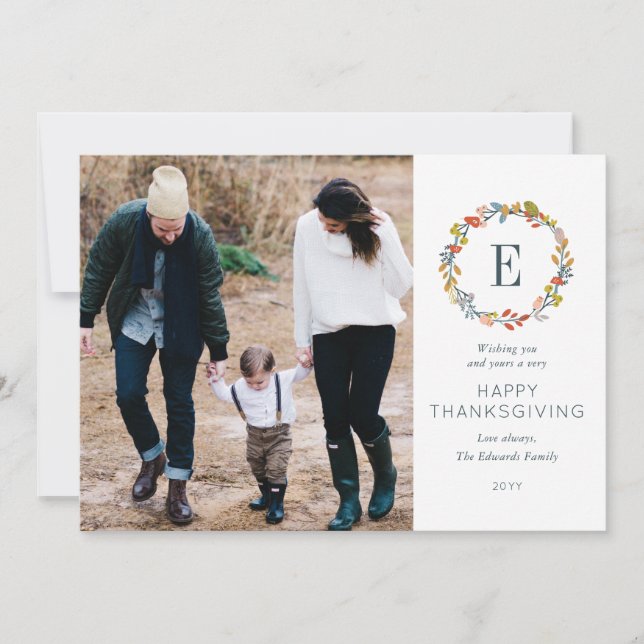 Tarjeta Festiva Fall Botanical Thanksgiving Photo Card (Anverso)