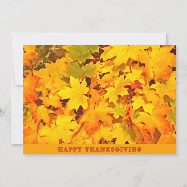 Tarjeta Festiva Fall deja feliz saludo de Acción de Gracias (Anverso)