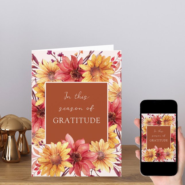 Tarjeta Festiva Fall Floral Season of Gratitude Thankending (Subido por el creador)