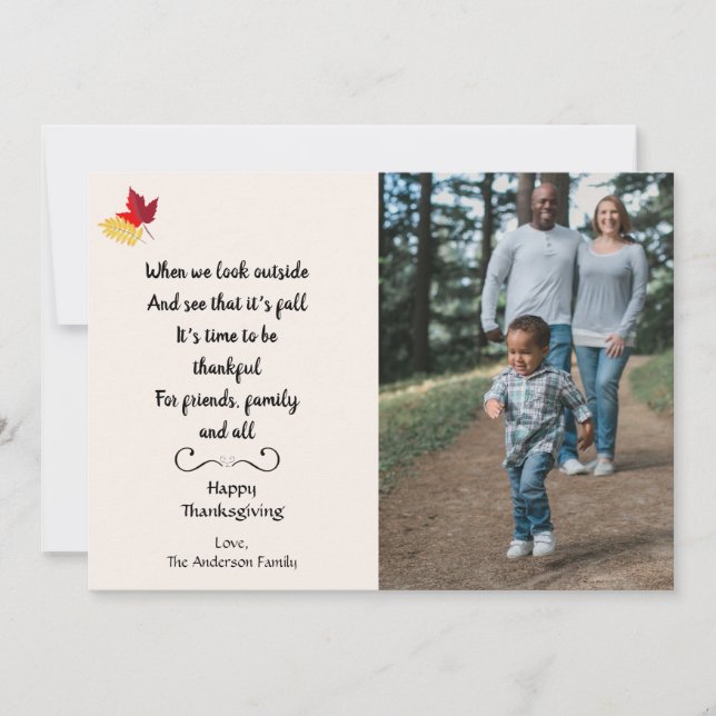 Tarjeta Festiva Fall Happy Thankending Photo Quote Card (Anverso)