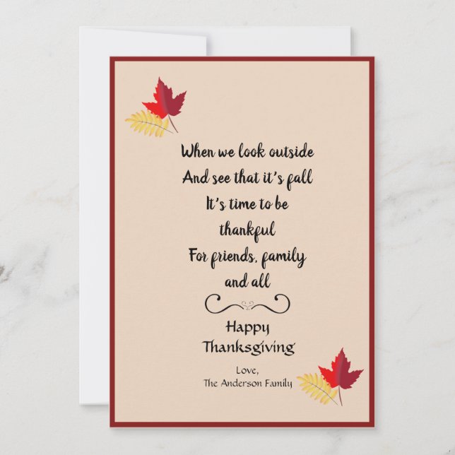 Tarjeta Festiva Fall Happy Thankending Photo Quote Card (Anverso)
