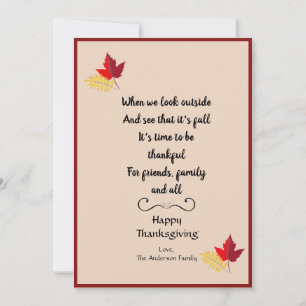 Tarjeta Festiva Fall Happy Thankending Photo Quote Card