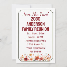 Tarjeta Festiva Fall Wildflower Join The Fun Family Reunion Card