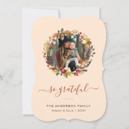 Tarjeta Festiva Fall Wreath Fotografía Family Acción de Gracias