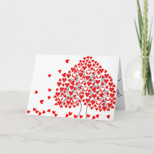 Tarjeta Festiva Falling Heart Tree Valentine's Card