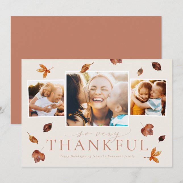 Tarjeta Festiva Falling Leaves Thankding Photo Card (Anverso / Reverso)