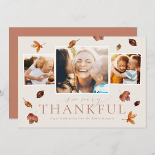 Tarjeta Festiva Falling Leaves Thankding Photo Card