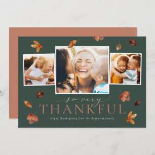 Tarjeta Festiva Falling Leaves Thankding Photo Card