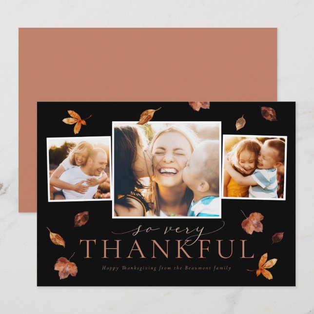 Tarjeta Festiva Falling Leaves Thankding Photo Card (Anverso / Reverso)