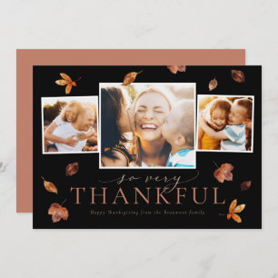 Tarjeta Festiva Falling Leaves Thankding Photo Card