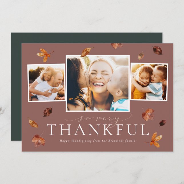 Tarjeta Festiva Falling Leaves Thankding Photo Card (Anverso / Reverso)