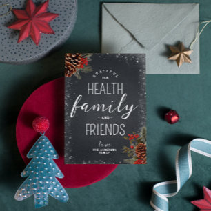 Tarjeta Festiva Familia Amigos Salud Agradecidos Tipografía Navida