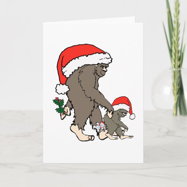 Tarjeta Festiva Familia Bigfoot navidades (Anverso)
