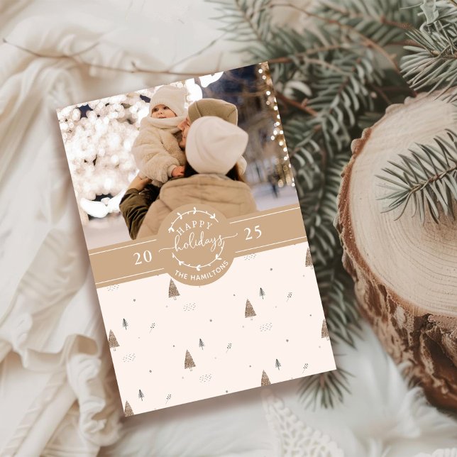 Tarjeta Festiva Familia Boho Minimalista Foto Moderna Feliz (Subido por el creador)