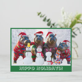 Tarjeta Festiva Familia Cute Hippo en pijamas personalizada