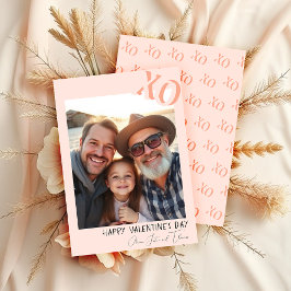 Tarjeta Festiva Familia Cute San Valentín Rosa XO
