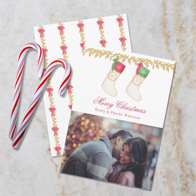 Tarjeta Festiva Familia de 2 - Acuarela Monograma fotografía (Subido por el creador)