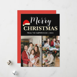 Tarjeta Festiva Familia de 3 Navidades de fotografía simple y eleg