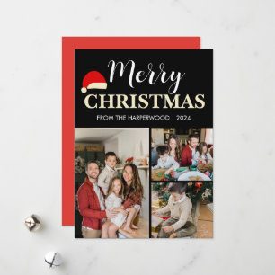 Tarjeta Festiva Familia de 3 Navidades de fotografía simple y eleg