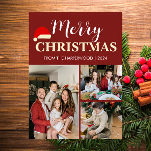 Tarjeta Festiva Familia de 3 Navidades de fotografía simple y eleg