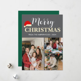 Tarjeta Festiva Familia de 3 Navidades de fotografía simple y eleg