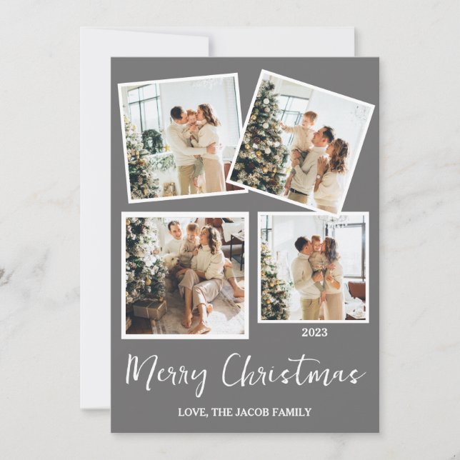 Tarjeta Festiva Familia de árboles navideños modernos y sencillos  (Anverso)