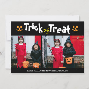 Tarjeta Festiva familia de calabaza jack-o-lantern Halloween Dos f