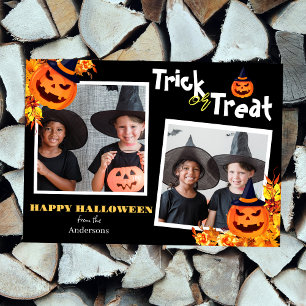 Tarjeta Festiva familia de calabaza jack-o-lantern Halloween Dos f