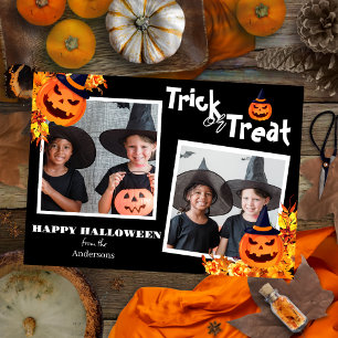 Tarjeta Festiva familia de calabaza jack-o-lantern Halloween Dos f