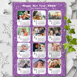 Tarjeta Festiva Familia de calendarios 2026 12 Collages de fotos M
