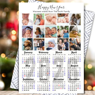 Tarjeta Festiva Familia de calendarios 2026 15 Collages de fotos P